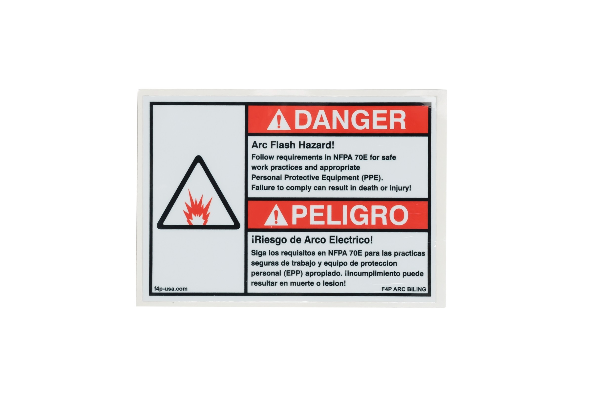 ARC FLASH ENG-SPANISH LABEL 3.5" ARC FLASH ENG-SPANISH LABEL 3.5"