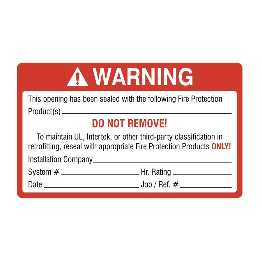 FIRESTOP SYSTEMS LABEL